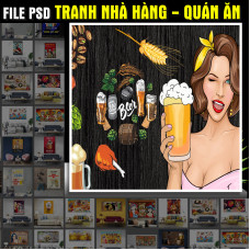 File psd tranh Nhà hàng quán ăn 2023